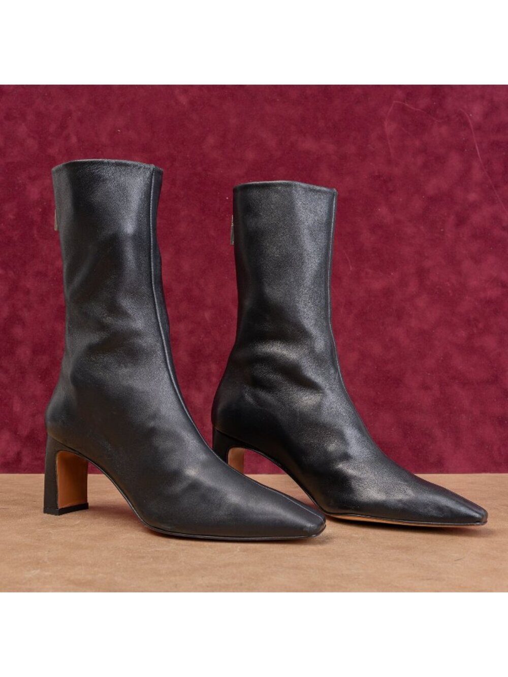 Lafayette 148 Wmn Anna Dress Back Zip Square Mid Leather Boots size 6.5US EUR37